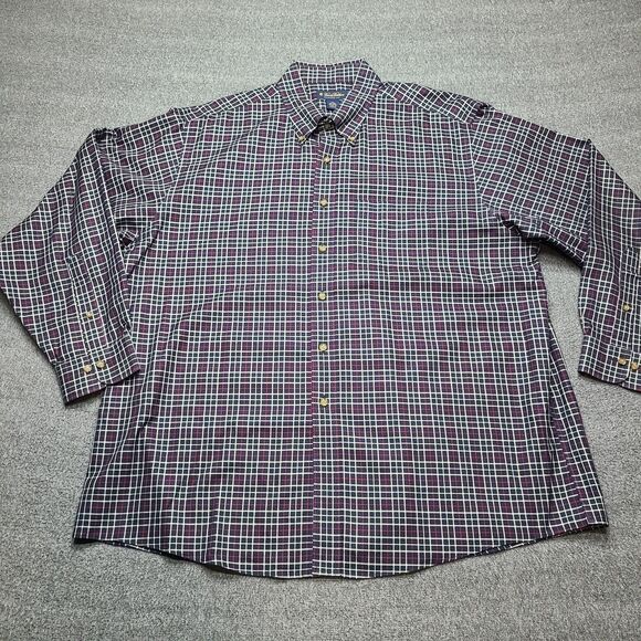 Brooks Brothers Shirt Mens 2XL Blue Red Plaid Non-Iron Long Sleeve Button Down - Picture 1 of 7